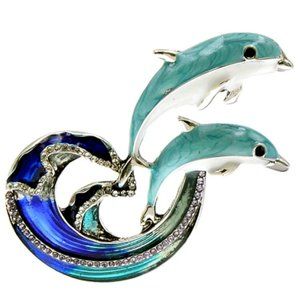 Exquisite Cindy Xiang Dolphins Pin Brooch Pendant